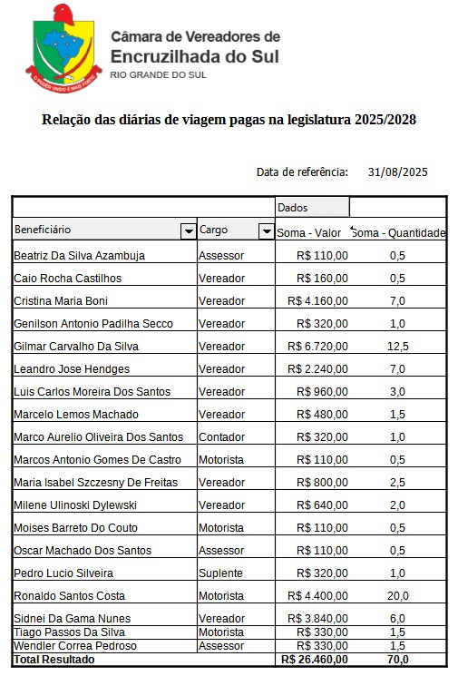 Relatório Sintético de Diárias Pagas