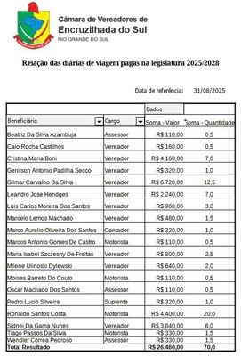 Relatório Sintético de Diárias Pagas